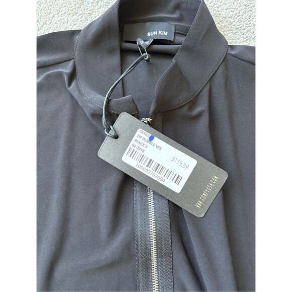 NWT Sun Kim black bubble zip up vest/tunic , $120 Sm - Picture 5 of 5